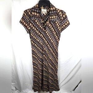 Vintage Boulevard De Paris Brown Floral Patterned Maxi Dress Sz 10